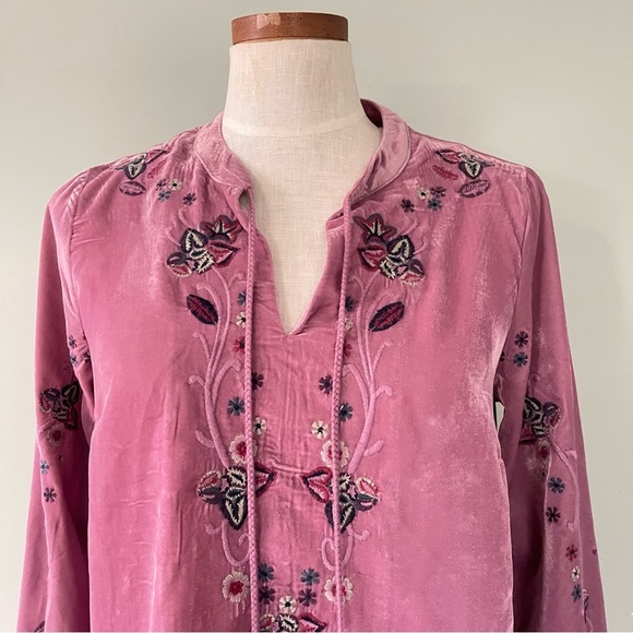 Soft Surroundings Pink Lumanaira Velvet Top XS NWT Boho oversized - Picture 2 of 8
